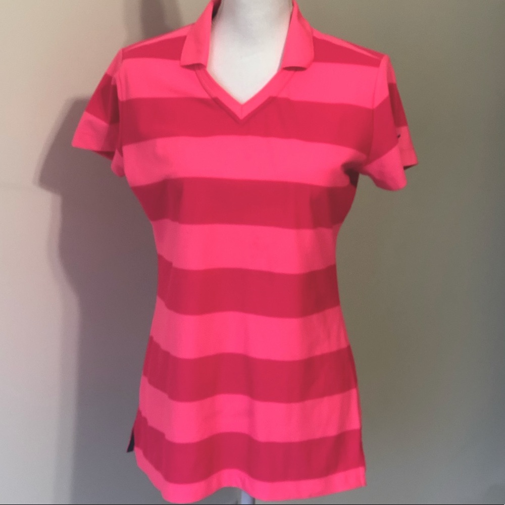 NIKE Dri-Fit Pink Striped Short-Sleeve Tall Polo